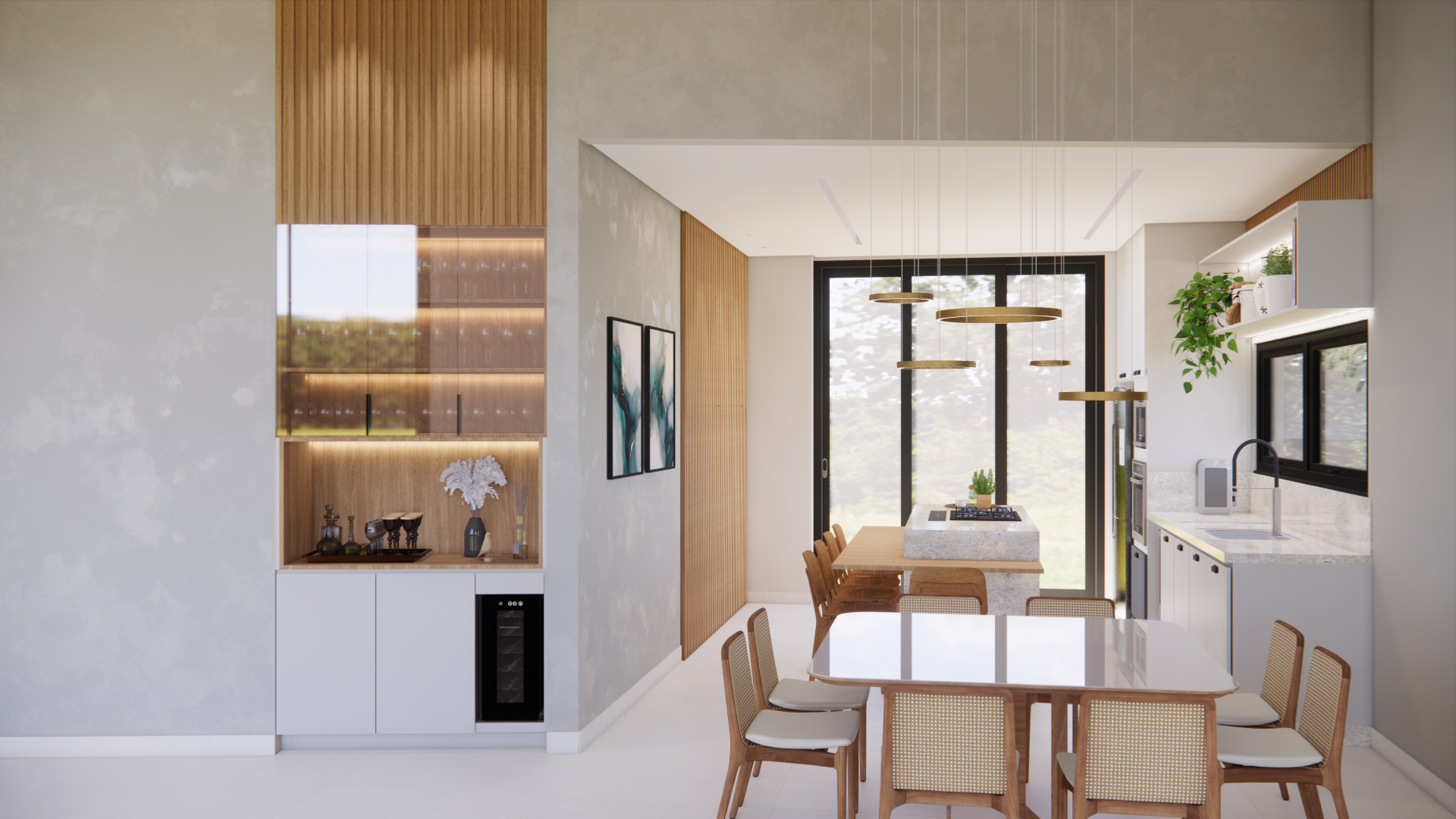 Cozinha e sala de jantar integradas