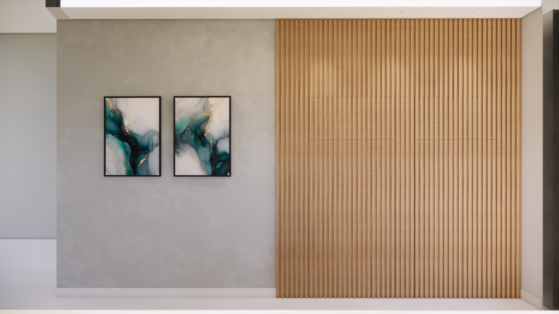 Hall com painel ripado